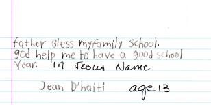 Prayer Letter - Jean